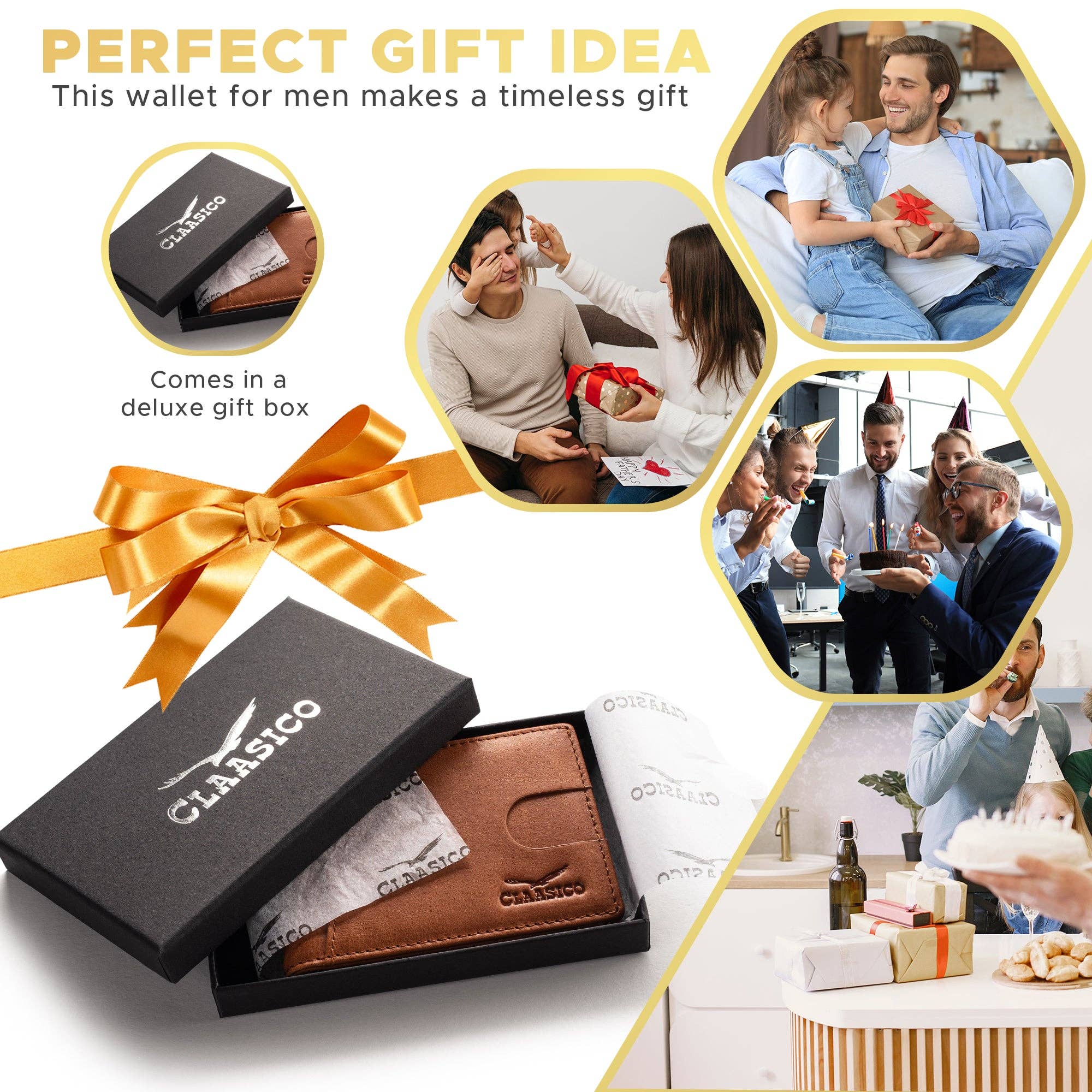 Claasico - Wholesale Wallet - Men's - Small bifold leather money clip wallet with pull strap19