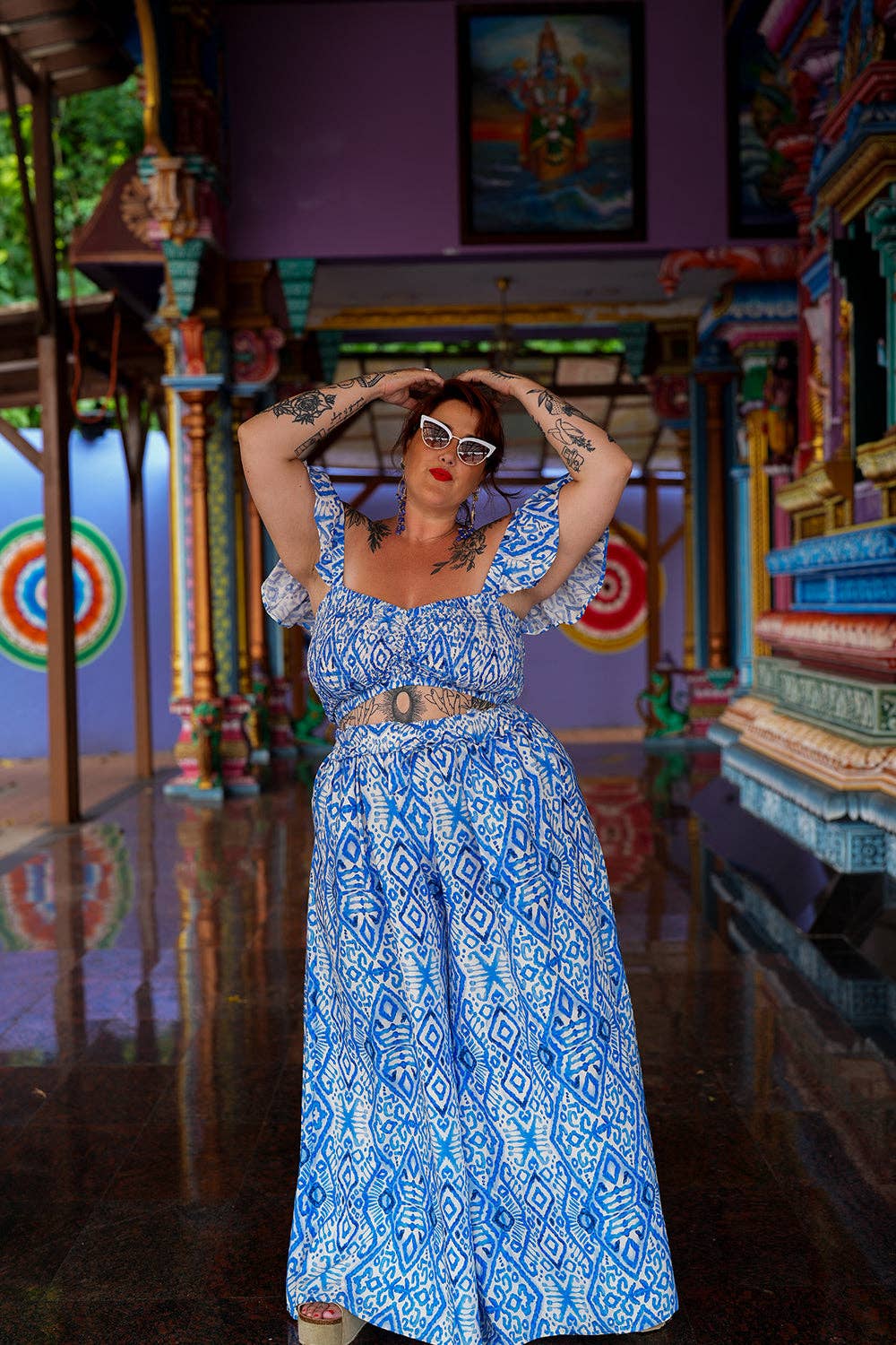 Jinx the label - Wholesale Pants - Women's - Chantelle Palazzo Pants - Abstract Blue8