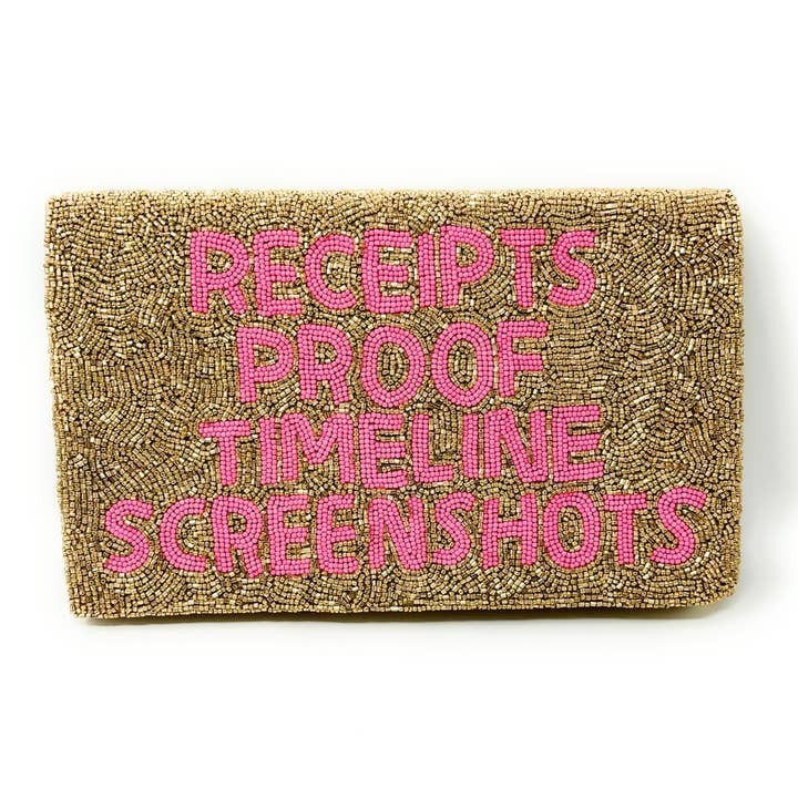 Kvitteringer Bevis Tidslinje Perlebesat Clutch Taske for engroshandel hos Twine and Love
