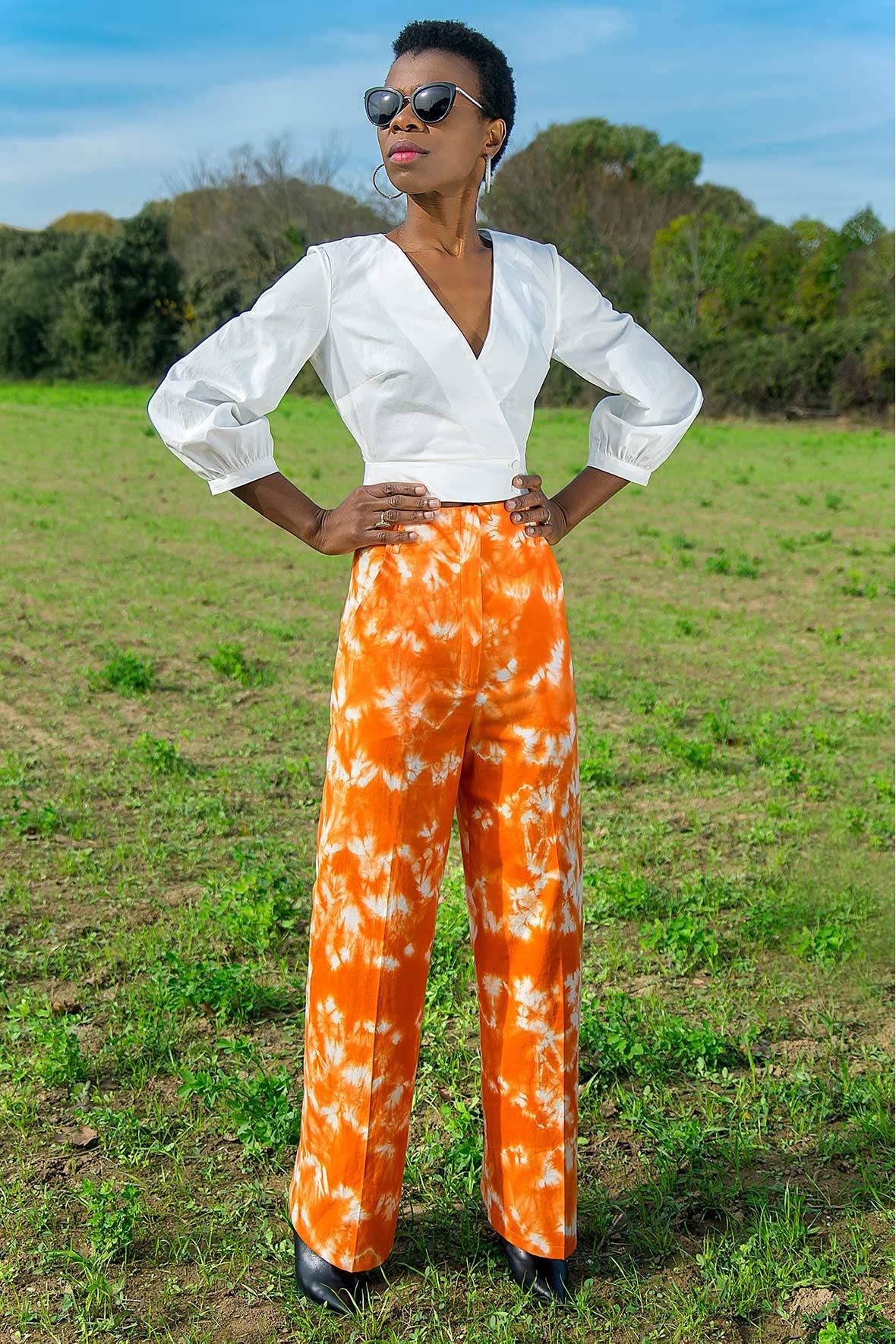 Kalyca – Calças - Mulher por atacado – Calça de gravata e tintura de algodão orgânico Ava