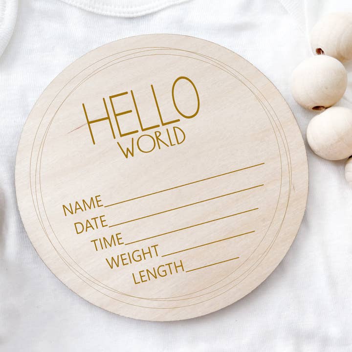 Claire and Bella - Vente Illustration événement/souvenir - Enfant et bébé - Plaque d'annonce de naissance en bois avec inscription « Wonky Frame7