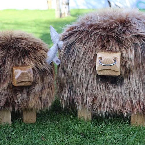 Tweed yourself - Vente Tabouret - Repose-pieds Highland Calf - BUTTERSCOTCH1