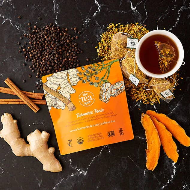 The Tea Spot - Wholesale Health/Detox Tea - Turmeric Tonic, Organic Herbal Tea - 15 sachets each