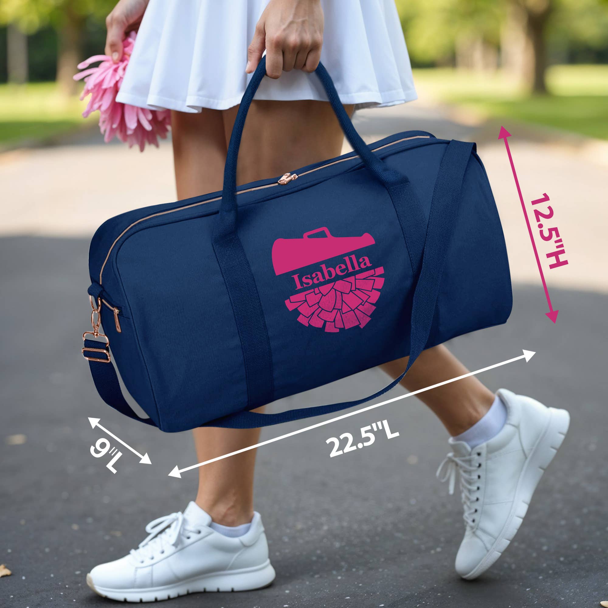 Gradzo - Wholesale Weekender Bag - Women's - Personalized Cheer Duffle Bag – Custom Travel Tote, Navy5