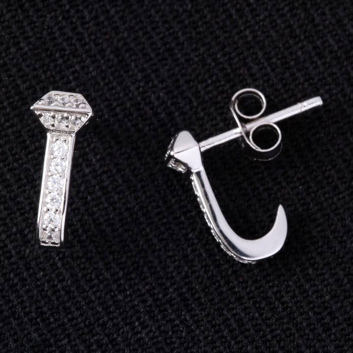 Small Horseshoe Nail Earrings – Sterling Silver or 14K Gold Plated | 1/2" Stud Earrings for Equestrians | Gift Boxed | Original Design for wholesale by The Gift Horses