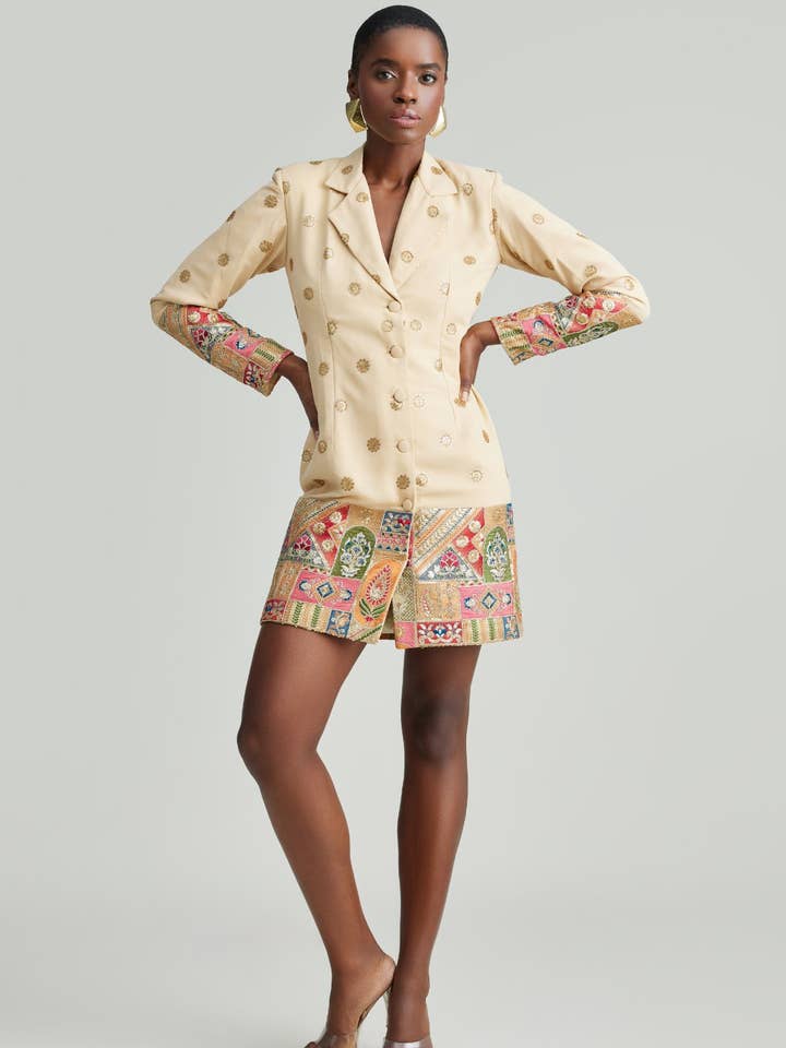 Sahira Blazer Dress - Cream for wholesale by holiCHIC