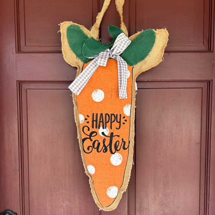 Decorazione murale Happy Easter Carrot in tela da parete 25"x35,7 cm per la vendita all'ingrosso da parte di JEC Home Goods Inc
