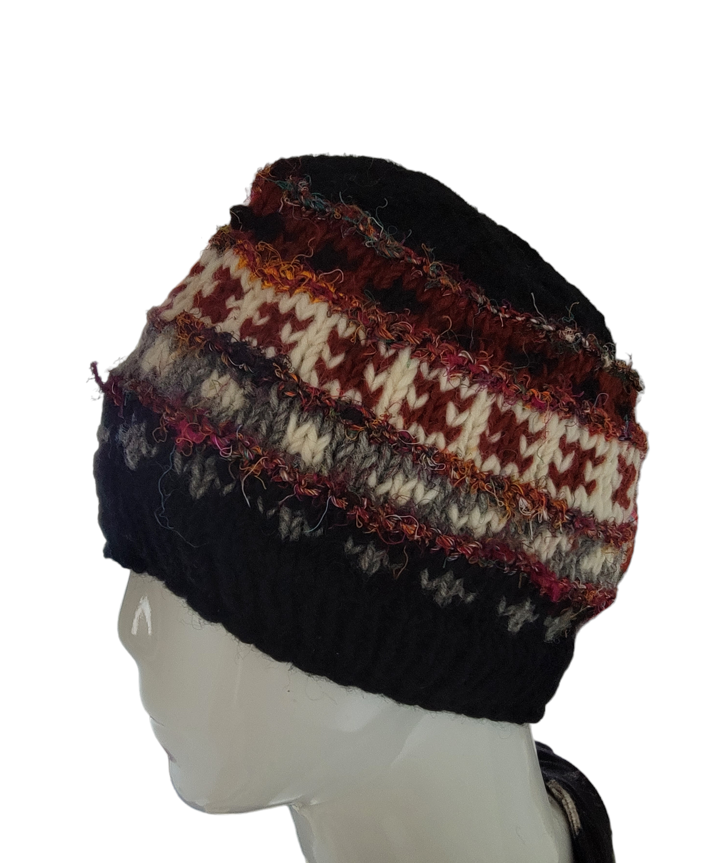 Evergreen Guardian Imports - Wholesale Beanie - Women's - H199 Wool Knitted Hat with Raw Silk Stripes Fleece Lined6