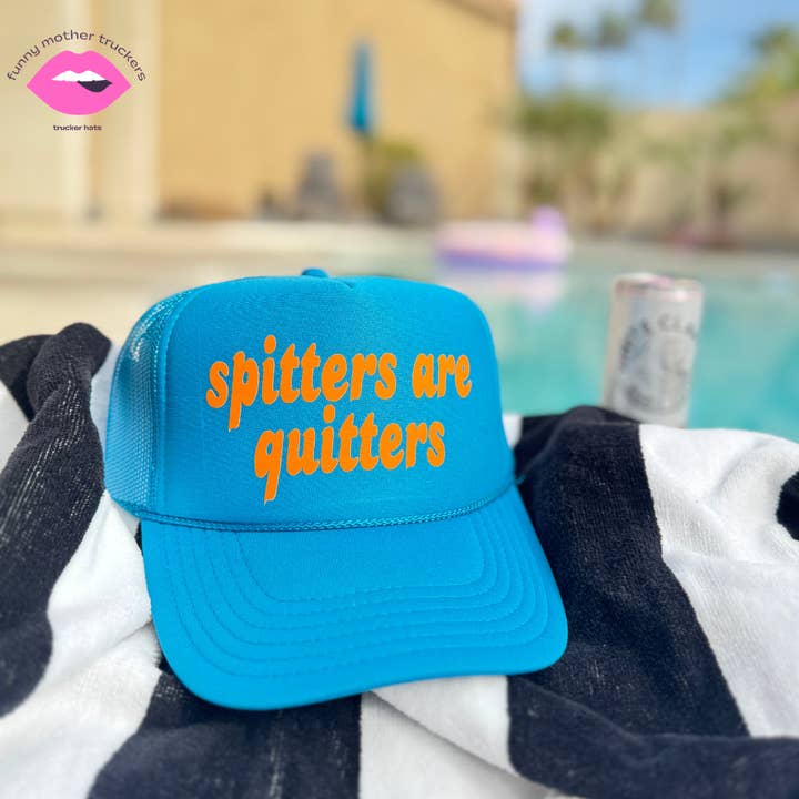 SPITTERS ARE QUITTERS TRUCKER HAT for wholesale by Funny Mother Truckers