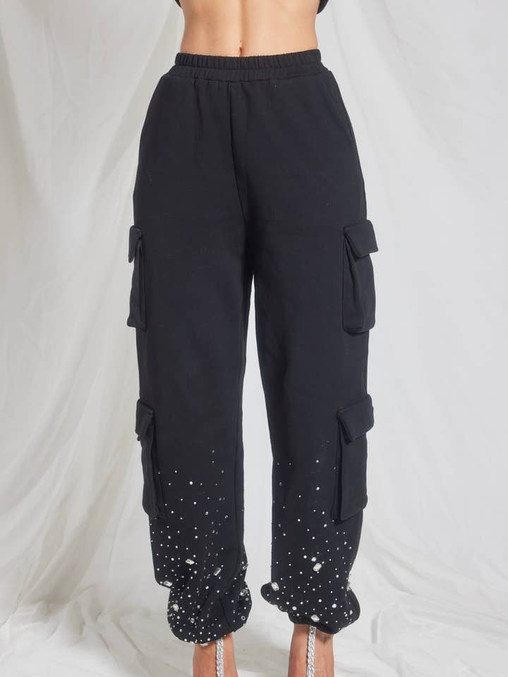 Pantalones de chándal cargo con pedrería para venta al por mayor de WFFS