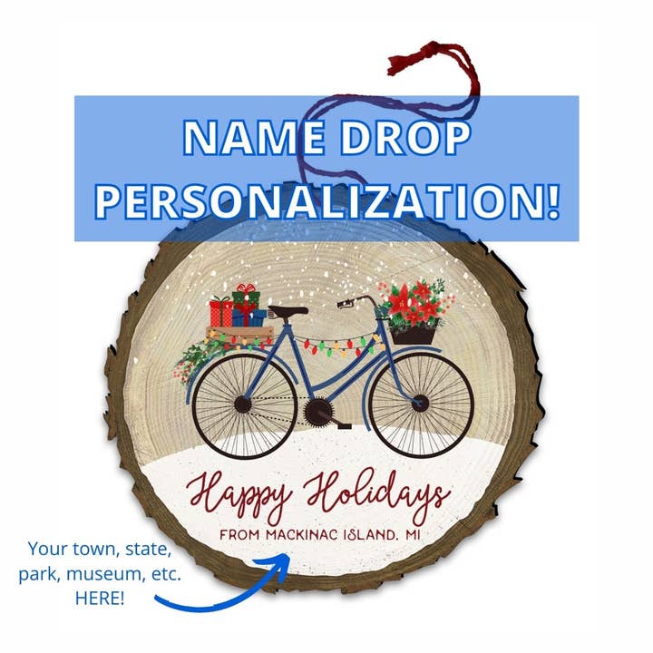 Décoration vintage en bois personnalisée « Happy Holidays » pour vélo pour la vente par Nelson Gifts Wholesale