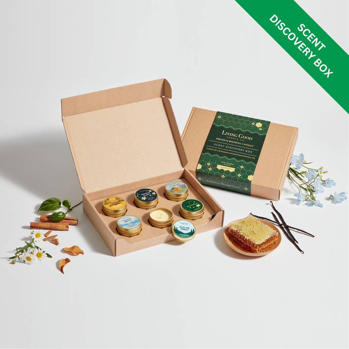 Scent Discovery Box - Beeswax Candle Tin Sample Pack for wholesale by Living Good Candle Co.