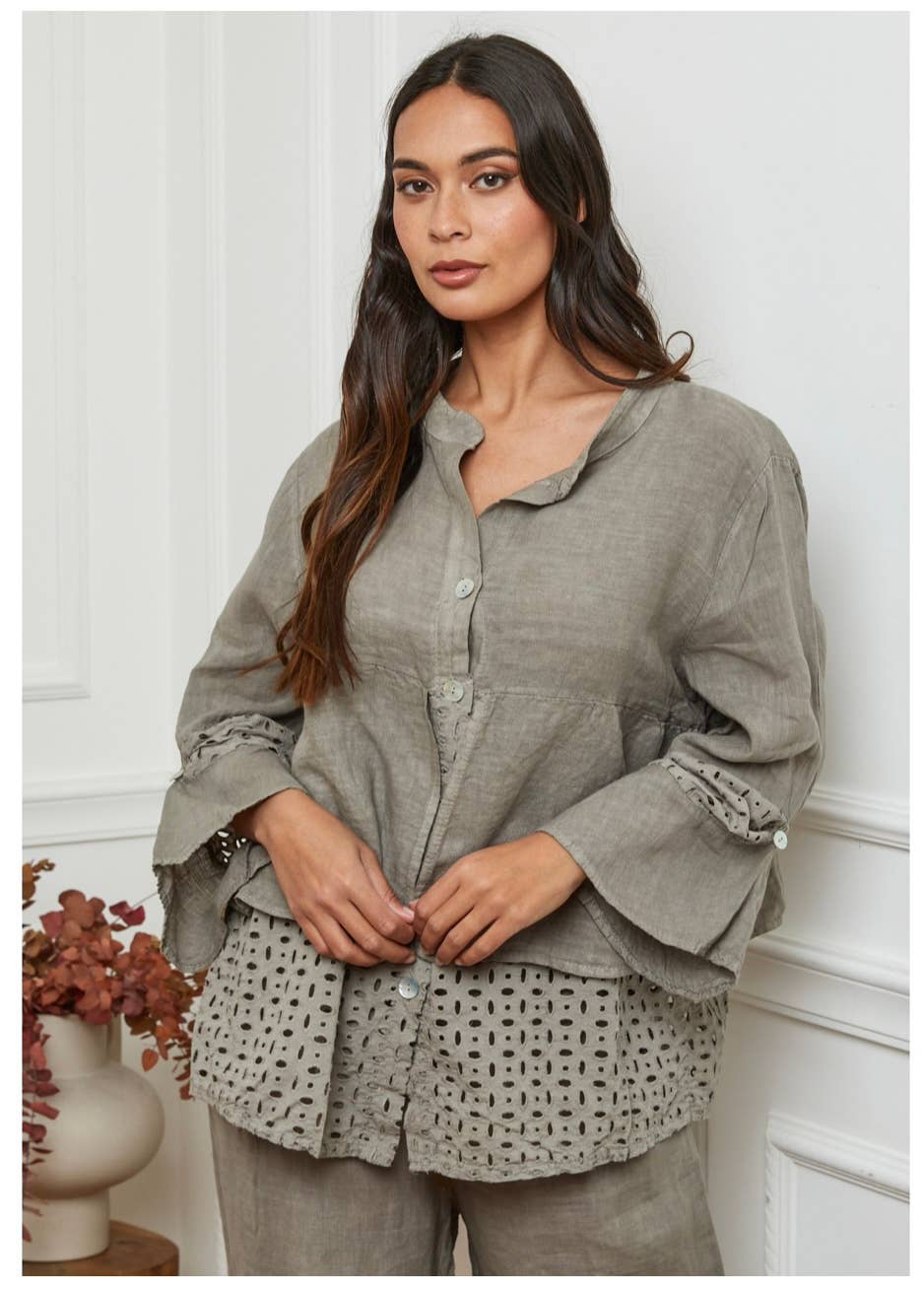 LÉA & LUC – Großhandel Hemd mit Button-down-Kragen – Damen – Hemd aus 100% Leinen REF. 1198614