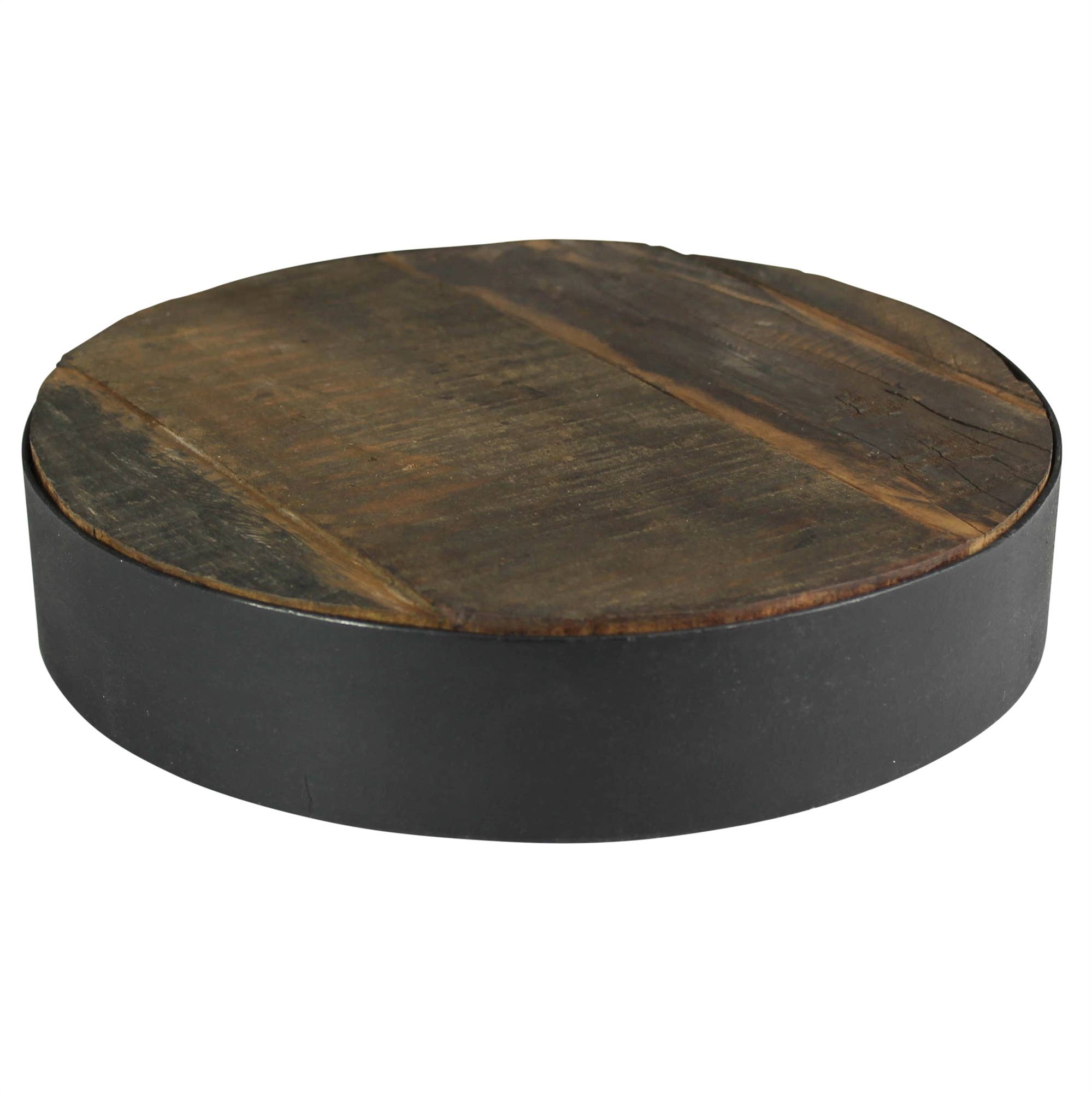 HomArt - Vente Rehausseur de bureau - Newton Riser rond avec bande de fer, bois récupéré - Sm1