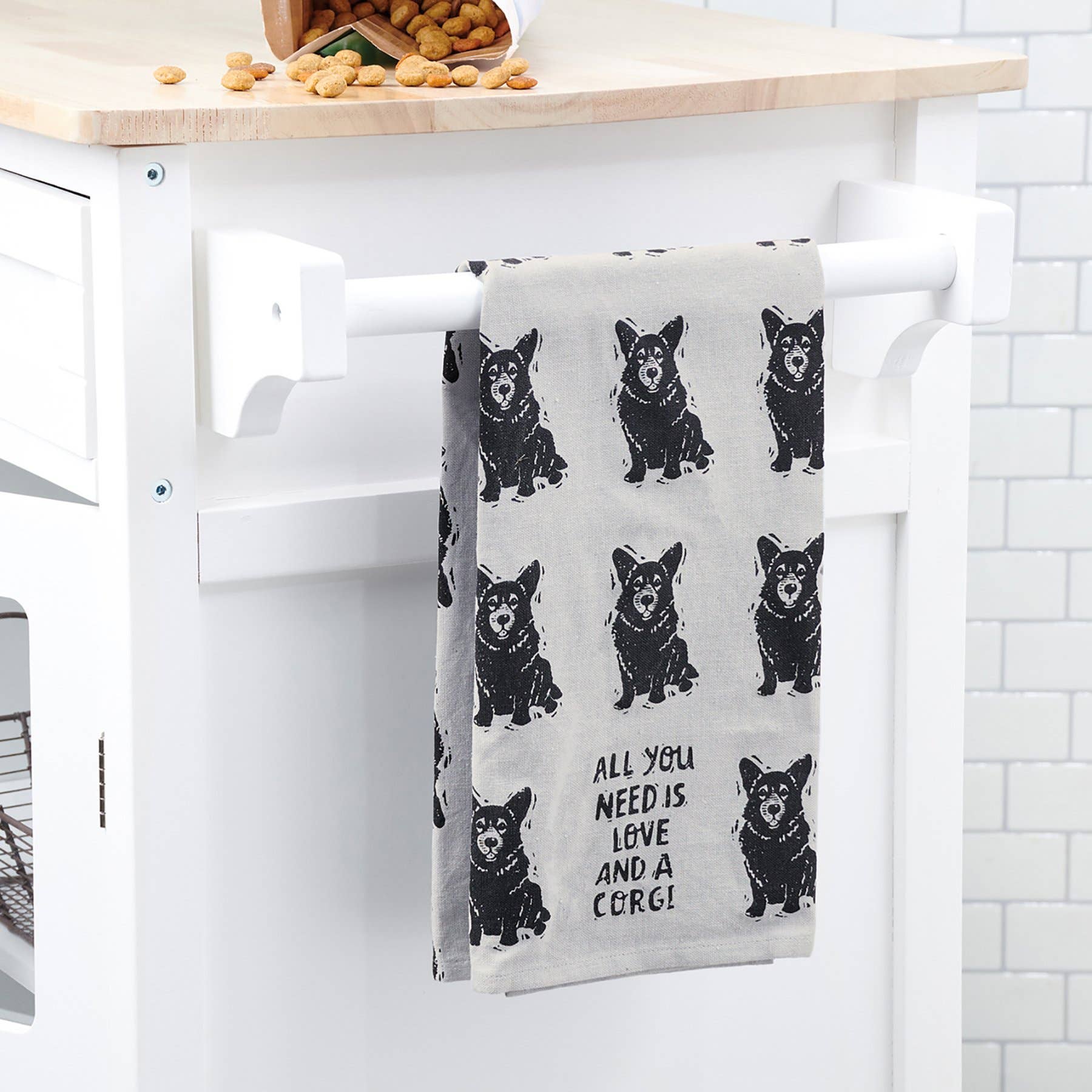 Primitives by Kathy - Wholesale Tea Towel - Love And A Corgi Kitchen Towel1