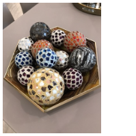 Febland - Wholesale Decorative Tabletop Object - Medium Mosaic Polyform Balls - Set of 6 - Gold Flower2