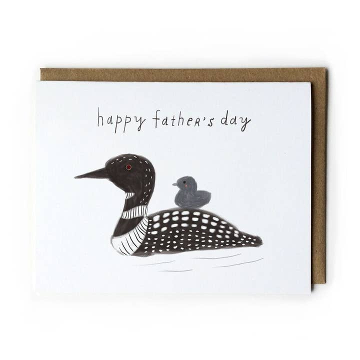 Carte de vœux pour la fête des pères Loon pour la vente par Honeyberry Studios