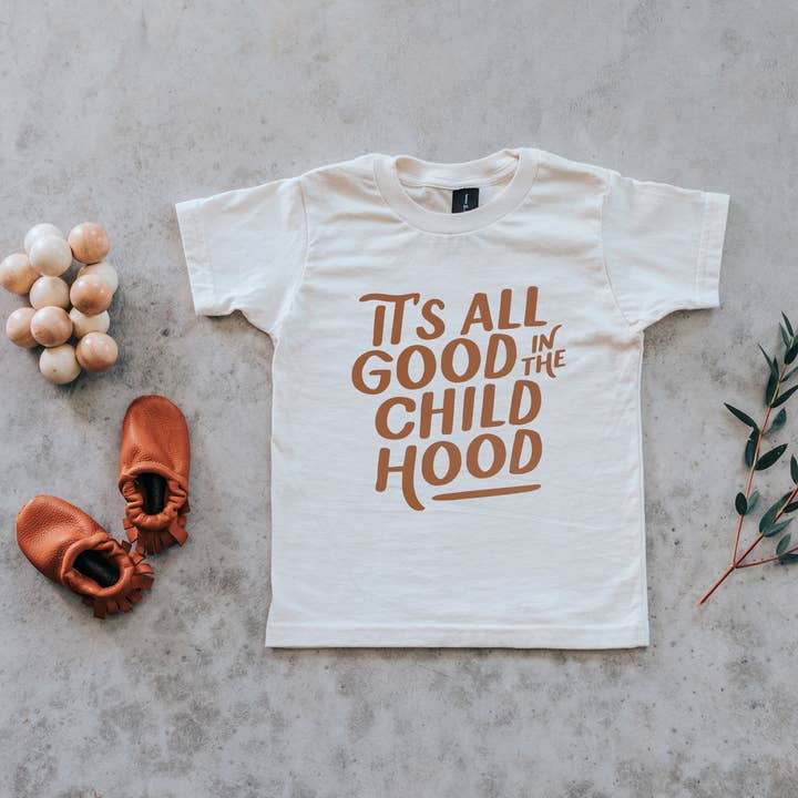 Gladfolk - Wholesale Screen-printed t-shirt – Kids - It's All Good in the Childhood Cream Organic Kids Tee0