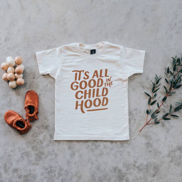 Gladfolk - Wholesale Screen Printed T-Shirt - Kids - It's All Good in the Childhood Cream Organic Kids Tee0