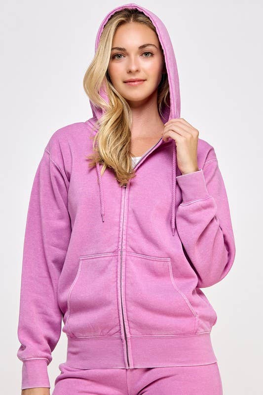 Vanilla Monkey - Wholesale Hoodie - Women's - Fleece Burn Out Boyfriend's Oversized Zip Up7