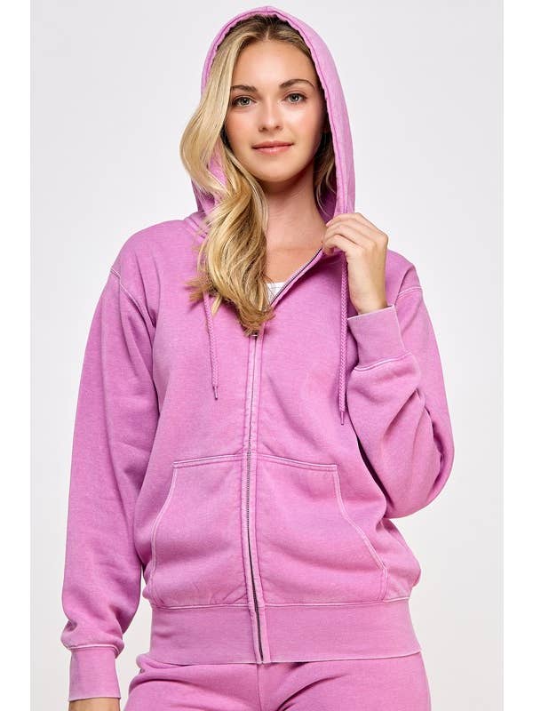Vanilla Monkey - Wholesale Hoodie - Women's - Fleece Burn Out Boyfriend's Oversized Zip Up7