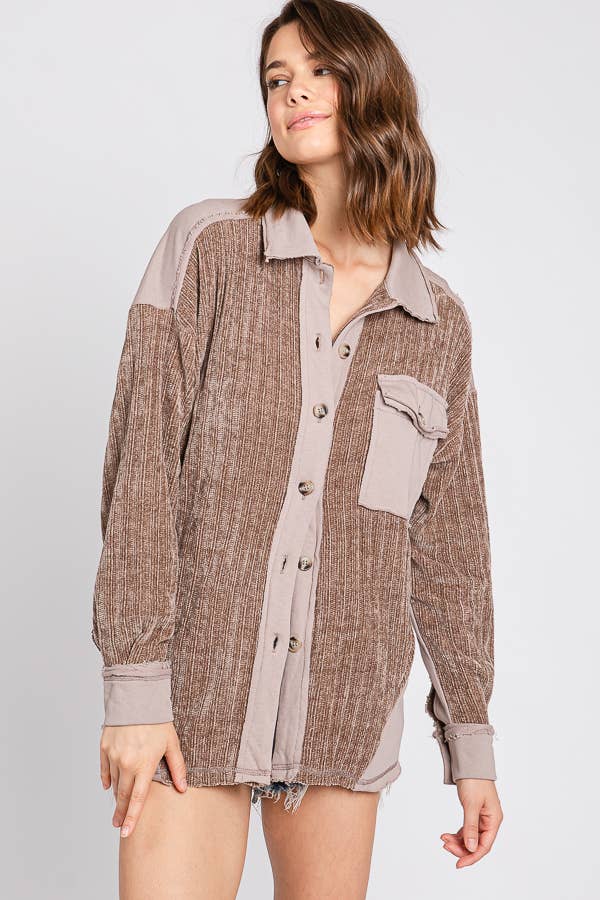 ELLEBORN – wholesale Skjortjacka/jackett – Dam – RIBBAD KNAPP NER SCHACKET 3224T1