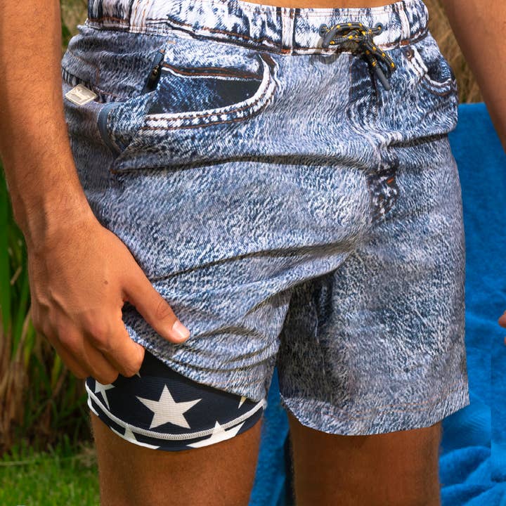 The Jacksonville Jort | Denim Ball Hammock® Pouch 5" Swim Trunks for wholesale by Shinesty, Inc