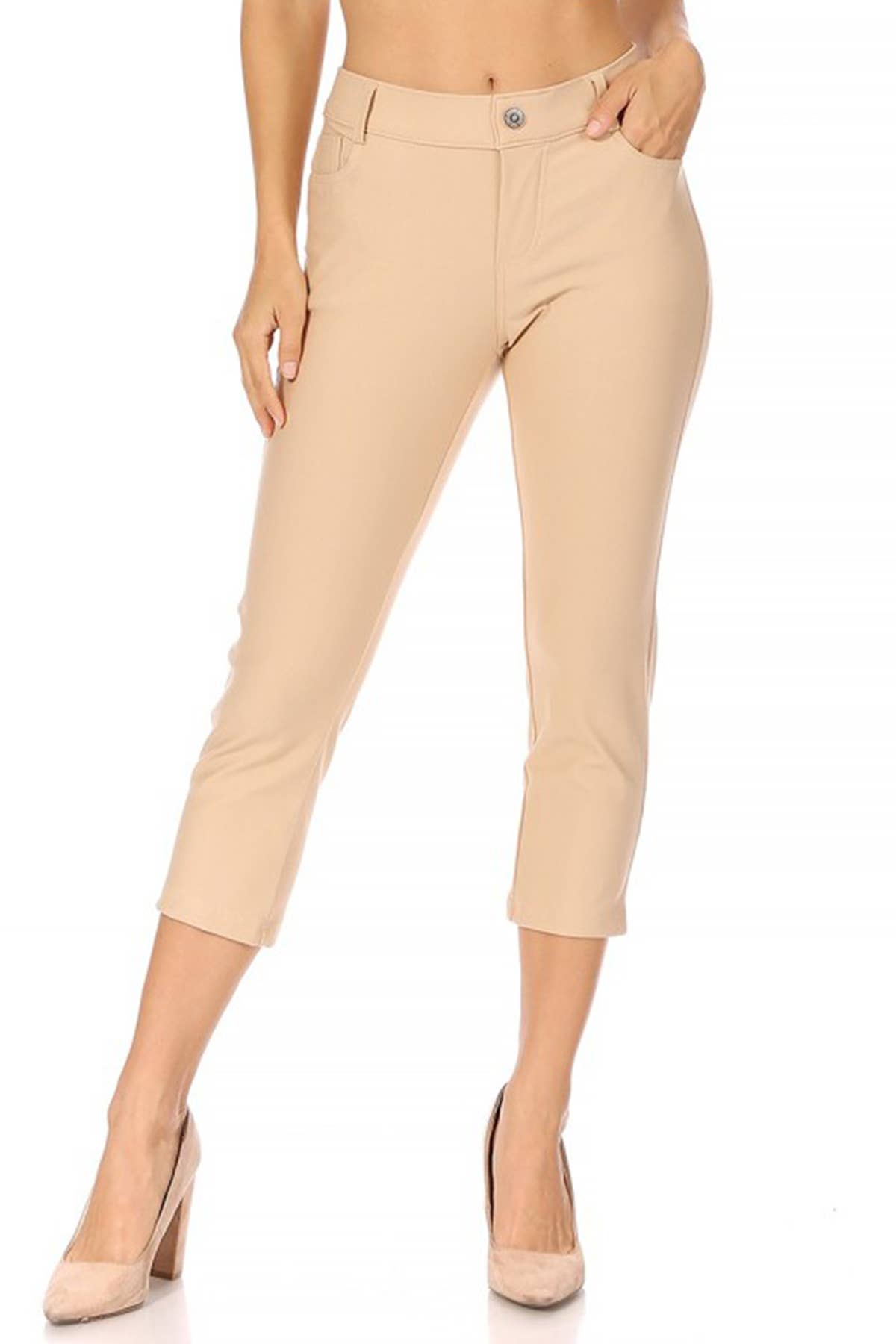 MOA COLLECTION – Engroshandel Bukser - Dame – Dame komfortable slim fit capri jeggings med lommer5