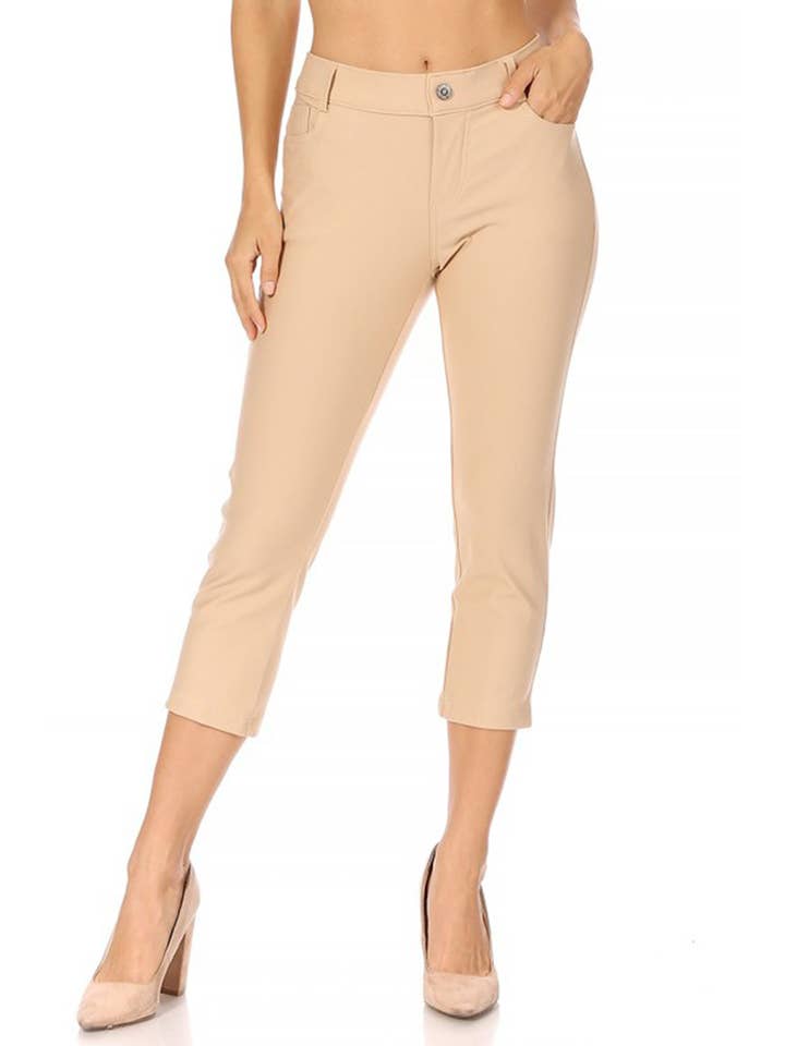 MOA COLLECTION - Wholesale Pants - Women's - Women's Casual Comfy Slim Pocket Jeggings Jeans Capri Pants5