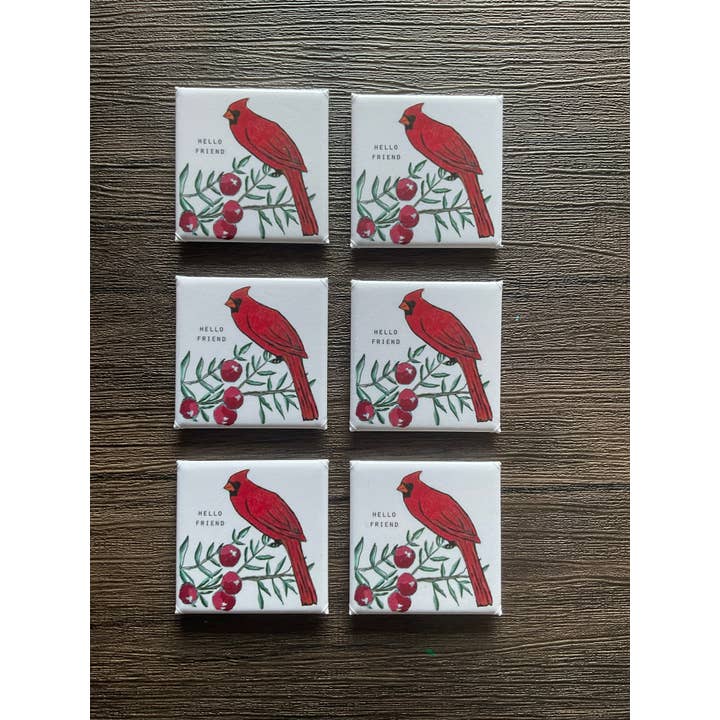 Square Magnets -Cardinal for wholesale by Blueberry Road Cards