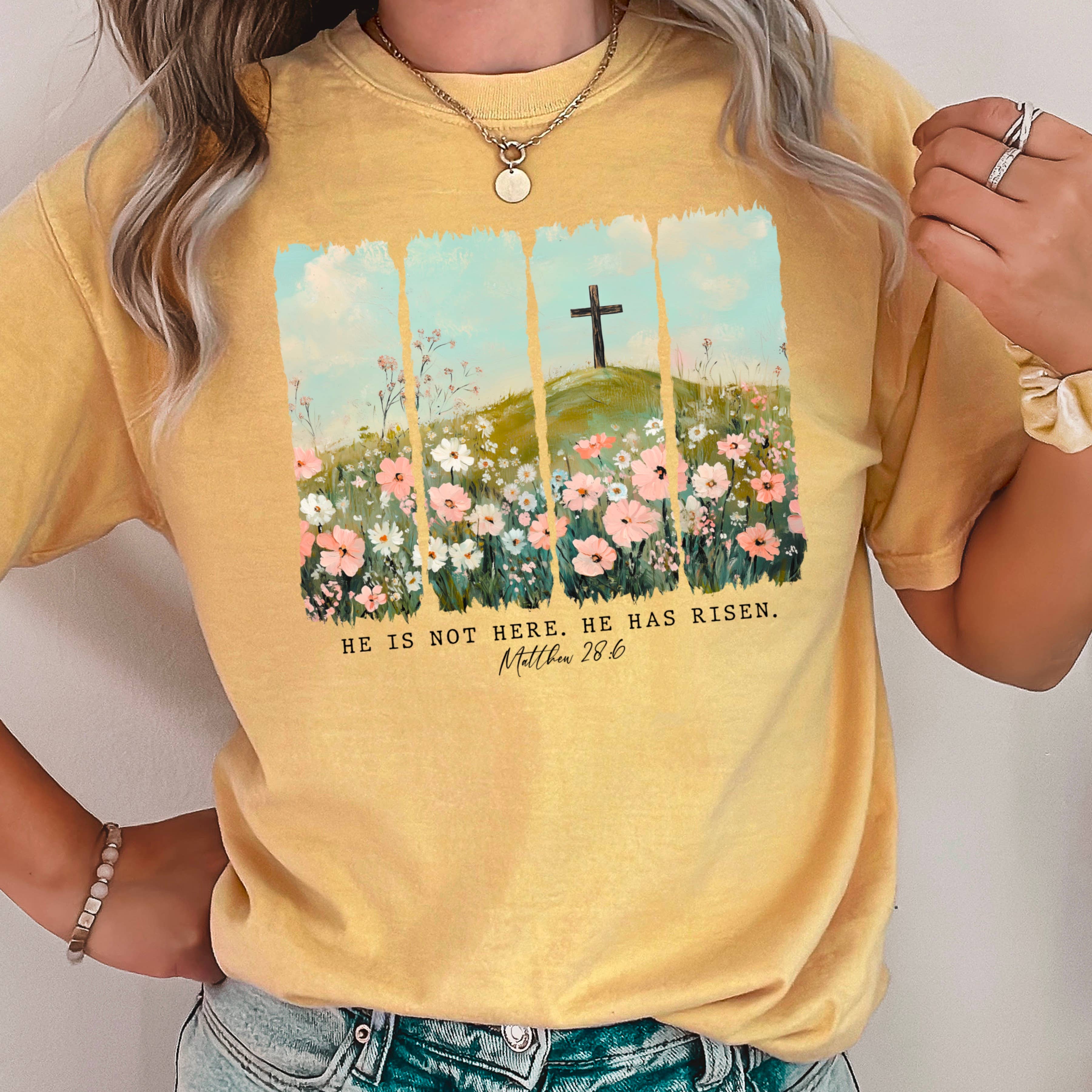 Shoppe SHC – wholesale T-shirt med logga - Dam – Han har uppstått | Påsktröja | Comfort Colors18