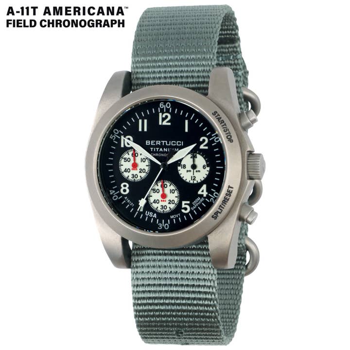 Cronografo da Campo Americana A-11T con Cinturino in Nylon Vintage per la vendita all'ingrosso da parte di Bertucci