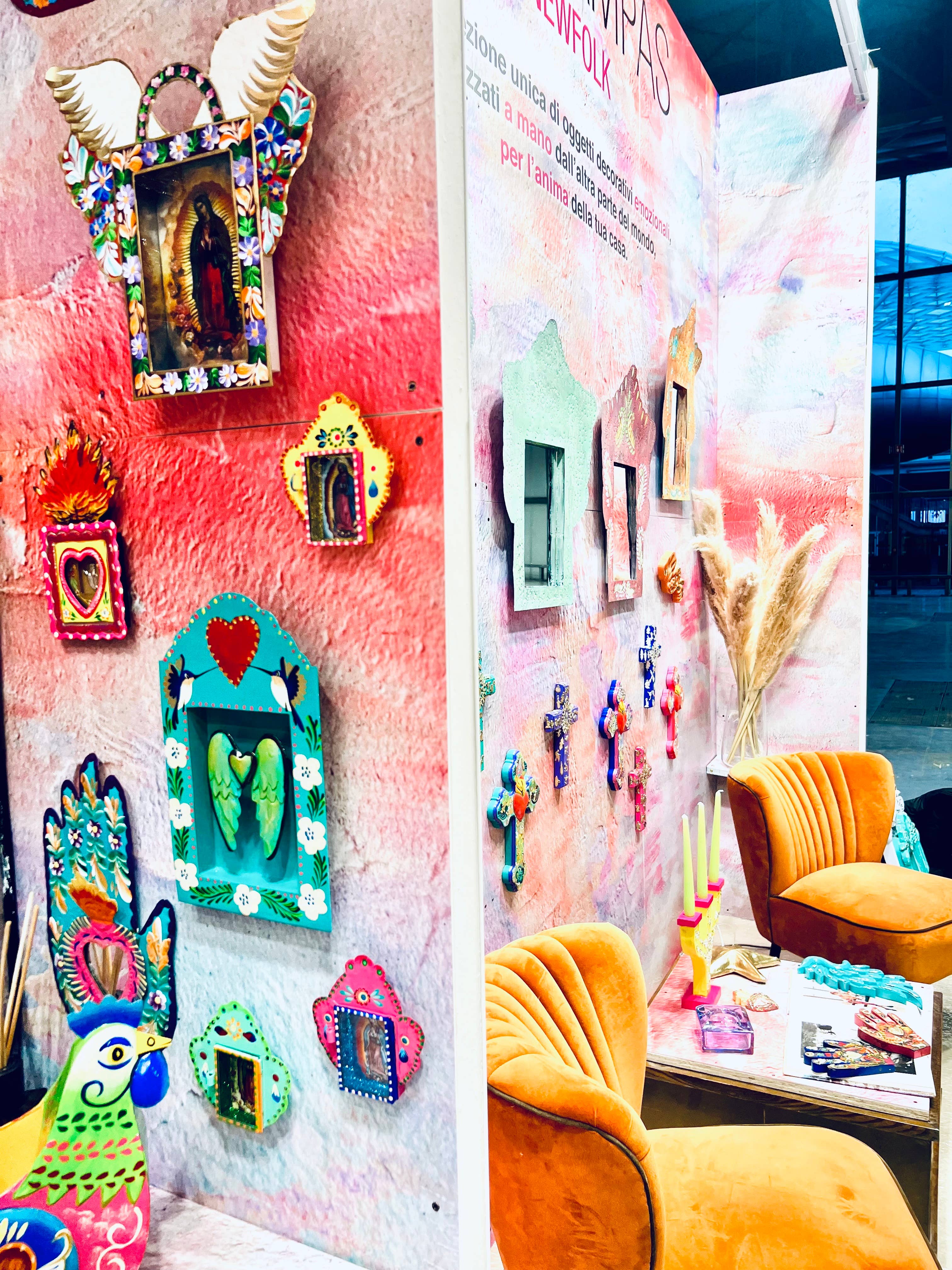 PINK PAMPAS - Wholesale Wall Accent - Maxi Mexican Handcrafted Virgin of Guadalupe Winged Teak3