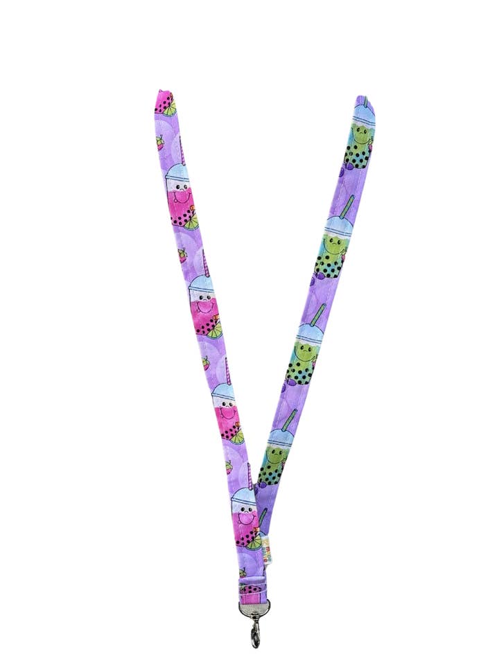 Boba Tea Drink Keychain Lanyard Badge ID holder Key chain for wholesale by Made Brite Creations