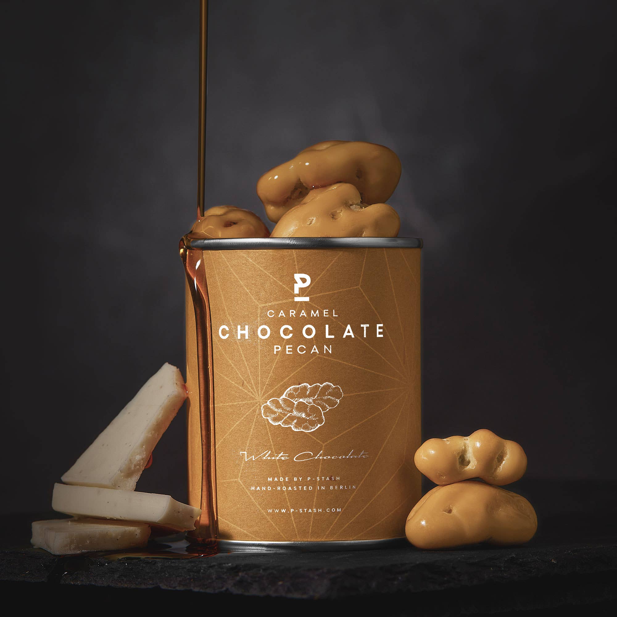 P-Stash - Wholesale Chocolate Covered Sweets - 12x Pecan nut - White chocolate with caramel - Mini 60g1