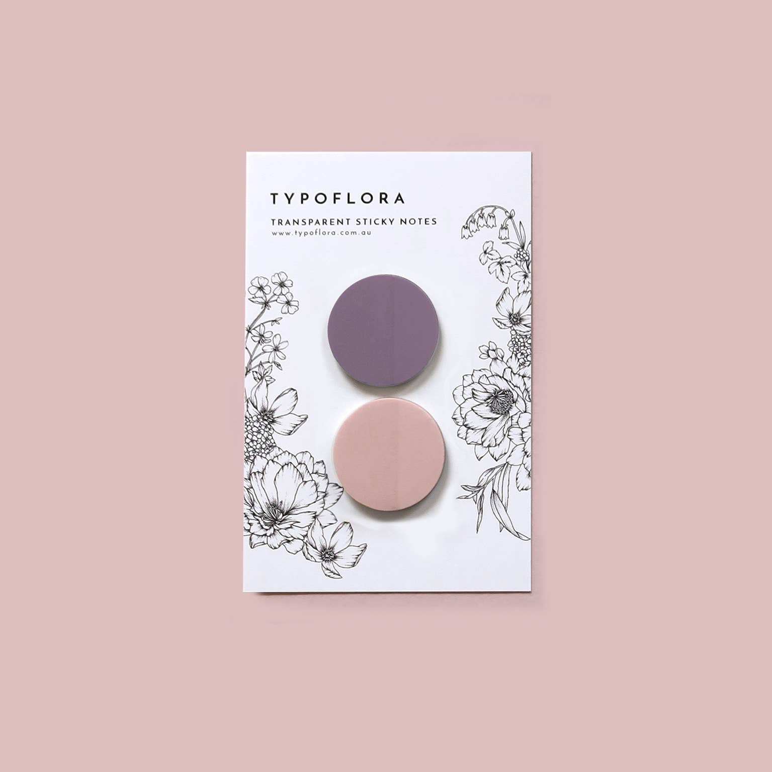 Typoflora - Wholesale Sticky Notes - Transparent Sticky Notes - Lavender + Plum Circle