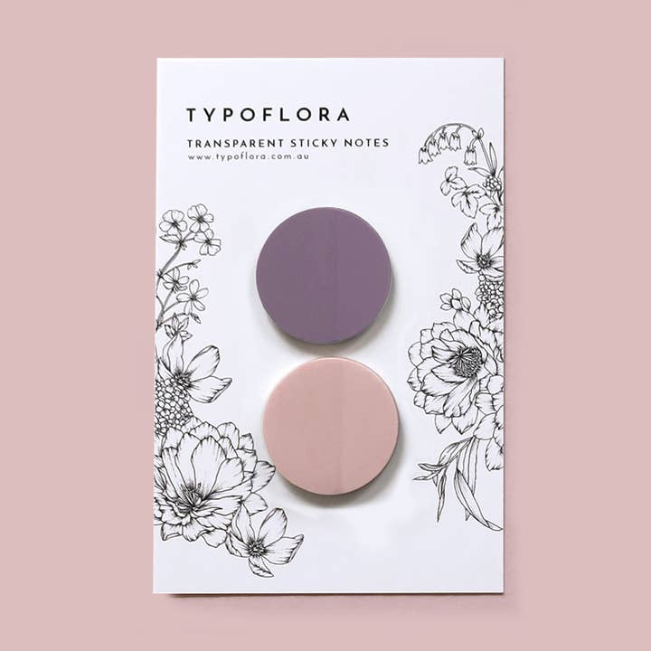Transparent Sticky Notes - Lavender + Plum Circle for wholesale by Typoflora