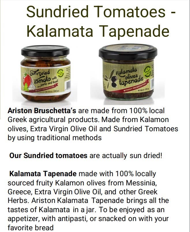 Ariston Specialties - Wholesale Tapenade - Ariston Kalamata Olives Tapenade 6.79oz(190g)3