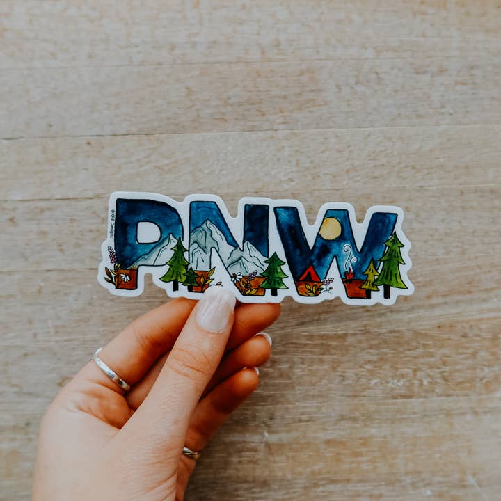 Sticker Girl - Wholesale Sticker - PNW Night Camping Scene Vinyl Sticker2