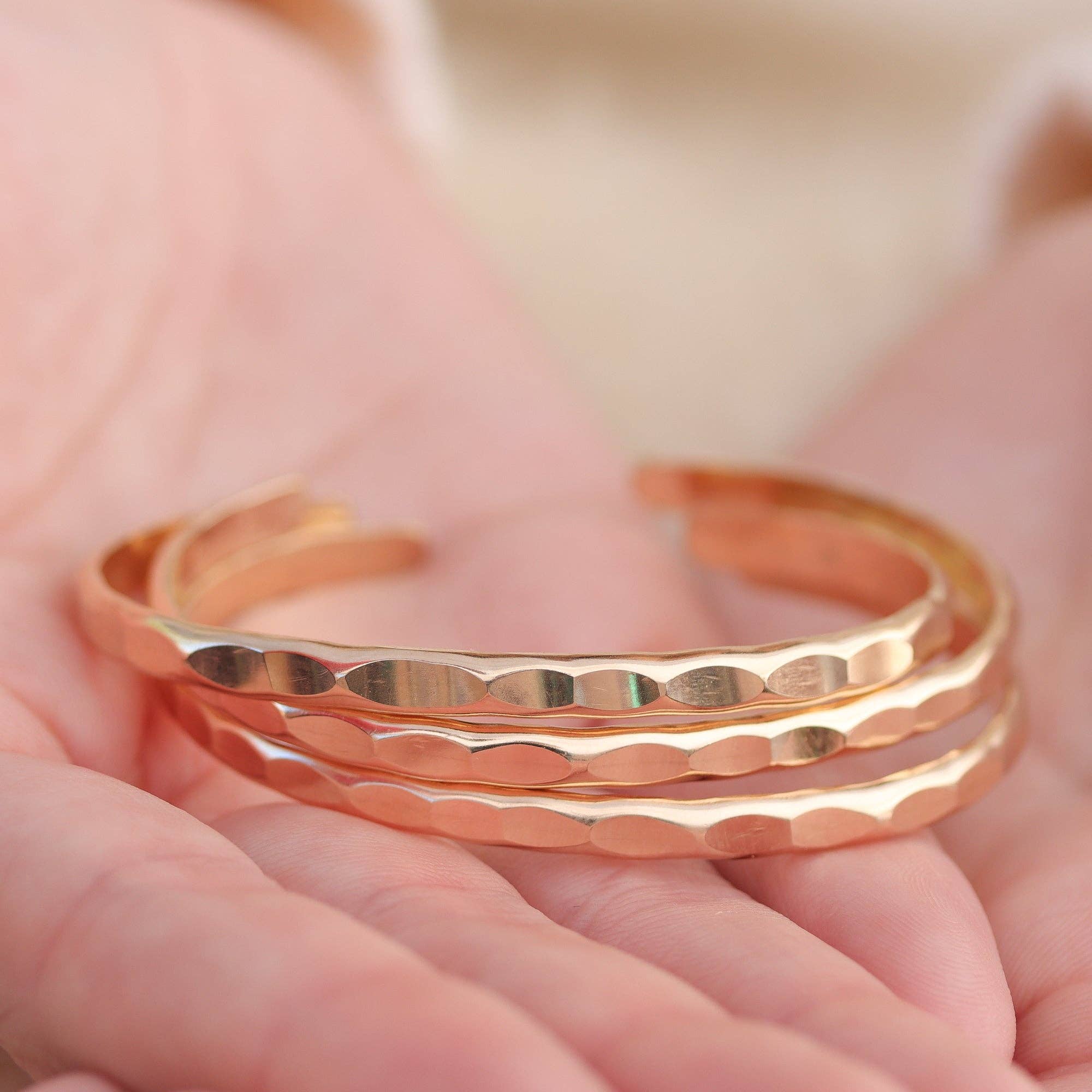 Lotus Stone Jewelry - Wholesale Cuff Bracelet - Wide Hammered Gold Cuff Bracelet5