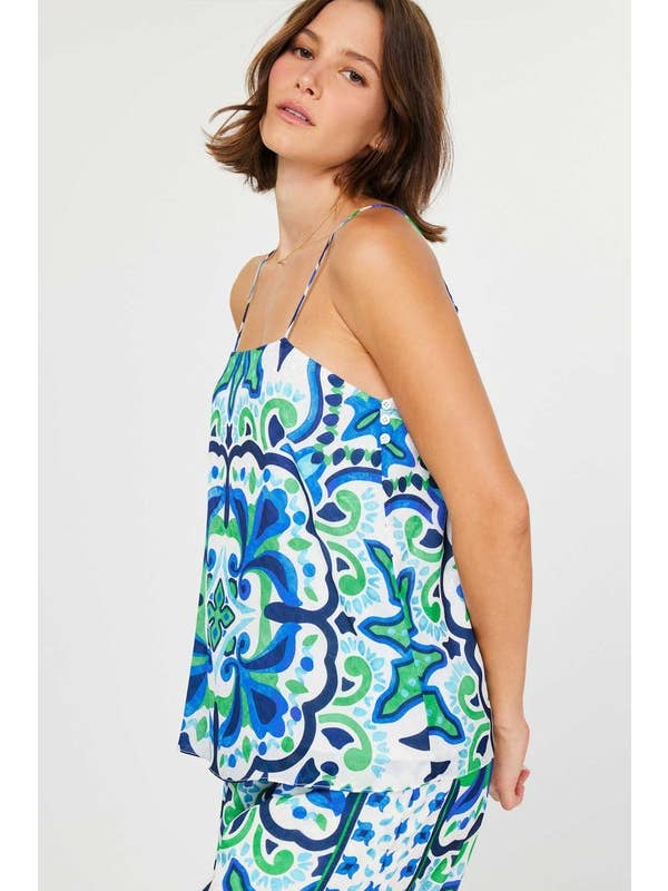 Current Air - Wholesale Button Down Shirt - Women's - Boho Tile Printed Camin Top - XL