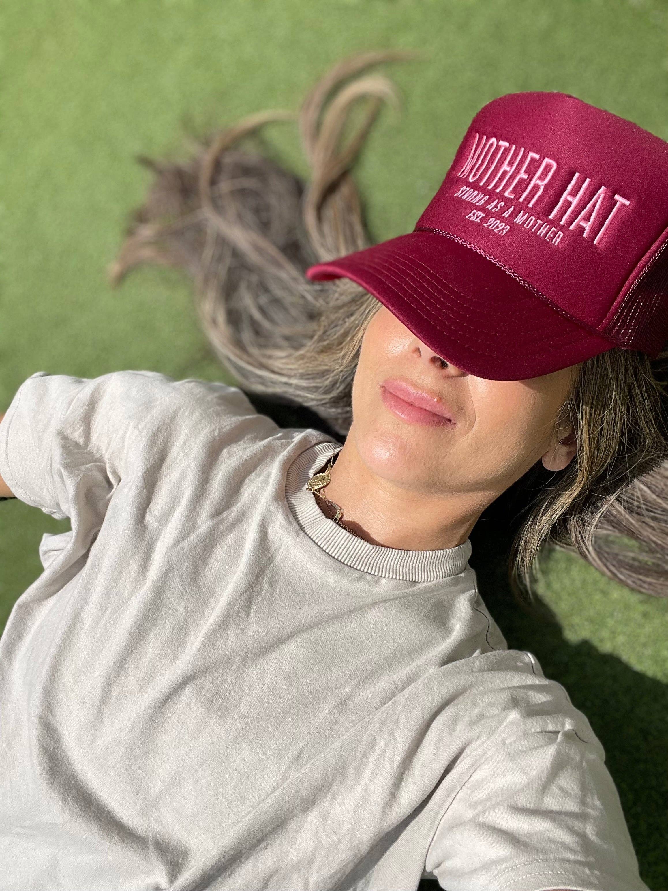 Mother Hat - Embroidered Trucker Hat - Maroon for wholesale on Faire1