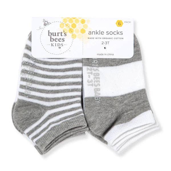 Burt's Bees Baby - Wholesale Socks - Baby - Solid & Stripes Organic Cotton Baby Ankle Socks 6 Pack2