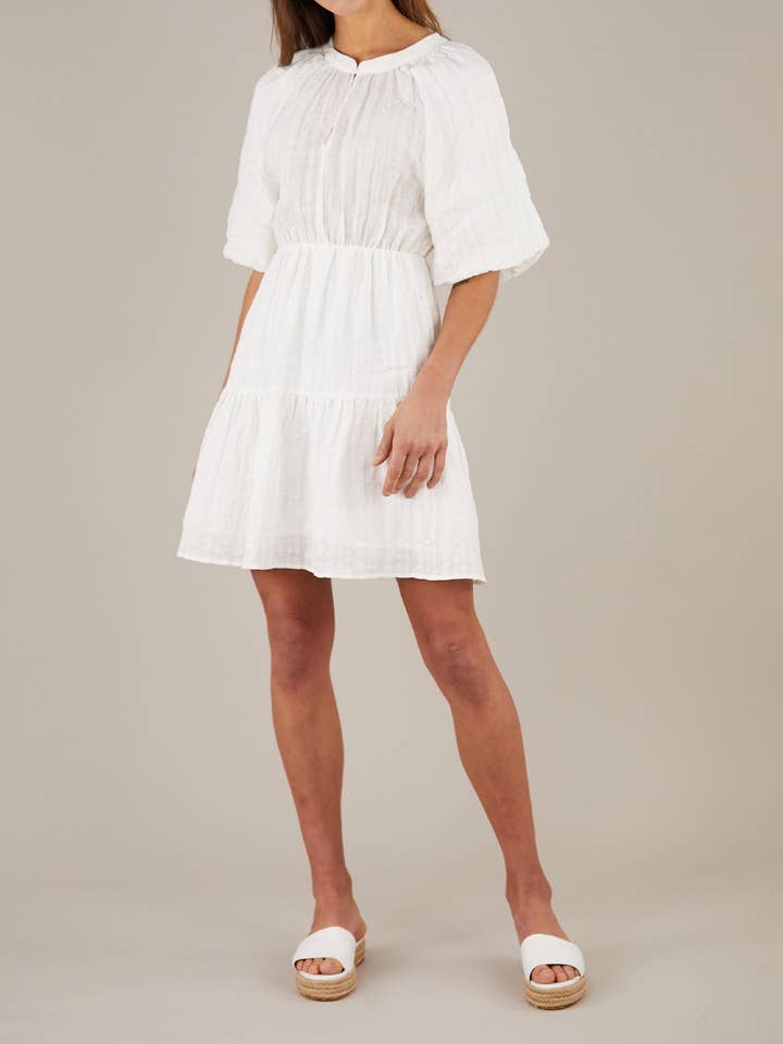 Pila Linen Mini Dress - White for wholesale on Faire1