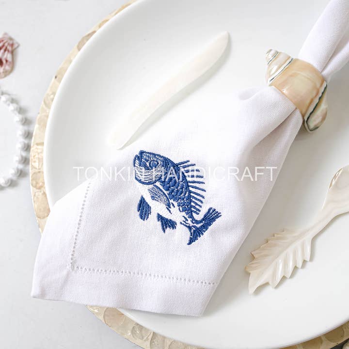 Tonkin Handicraft - Wholesale Dinner & Cloth Napkin - Coastal Linen Embroidery Napkin17