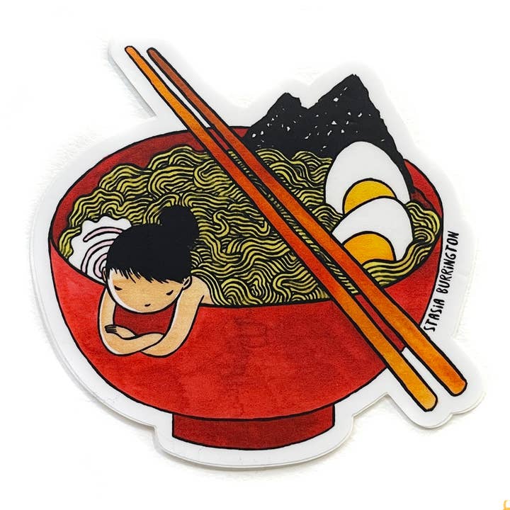 Vinyl Sticker - Ramen Bae - Japanese noodle lover for wholesale by Stasia Burrington Illustration