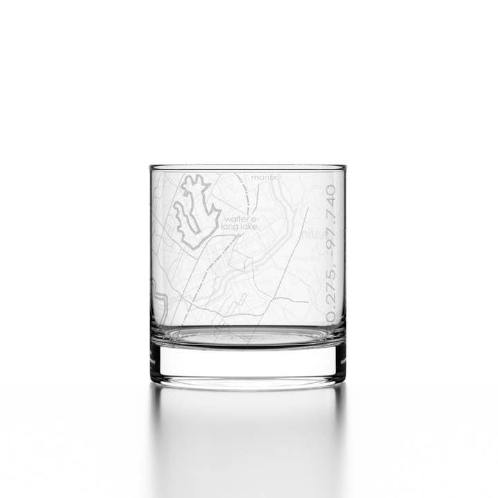 Well Told - Wholesale Cocktail/Liquor Glass - Austin TX Map Rocks Whiskey Glass