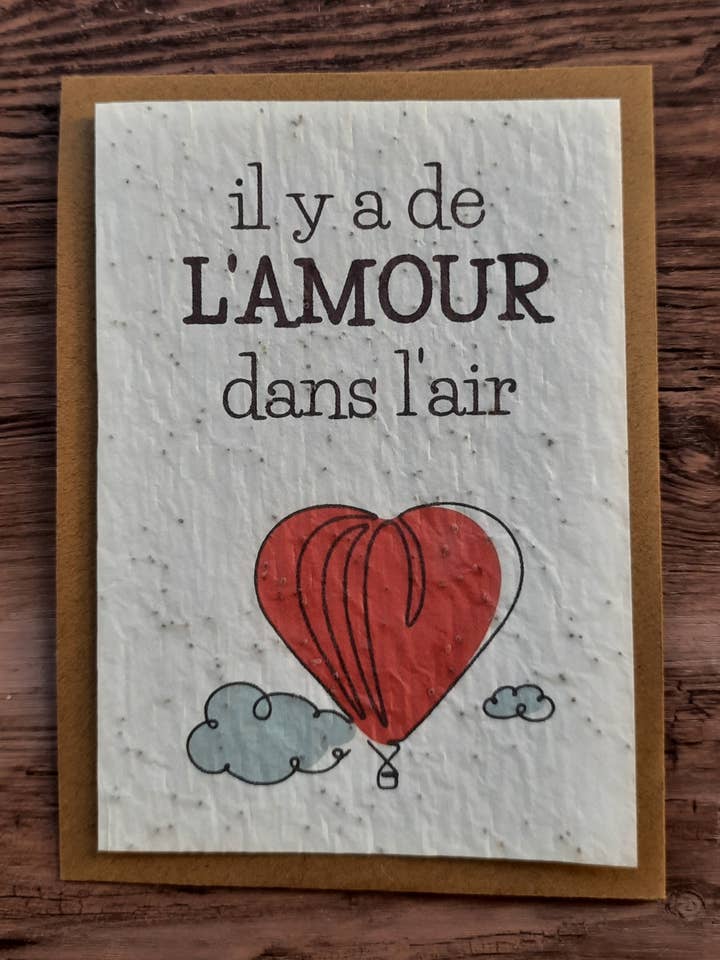 Carte à planter - Il y a de l'amour dans l'air pour la vente par Des Mots Qui Fleurissent