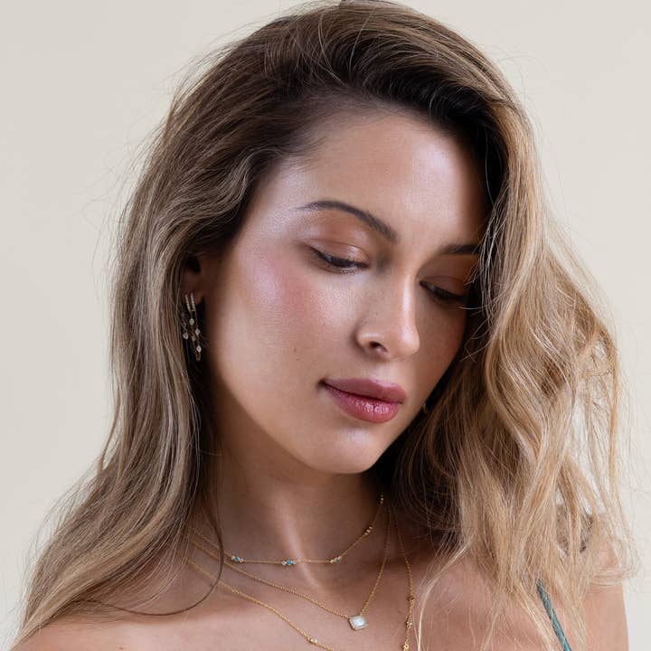 SKN Collections - Wholesale Huggie Earrings - Double Dangle Chain Huggie Earring