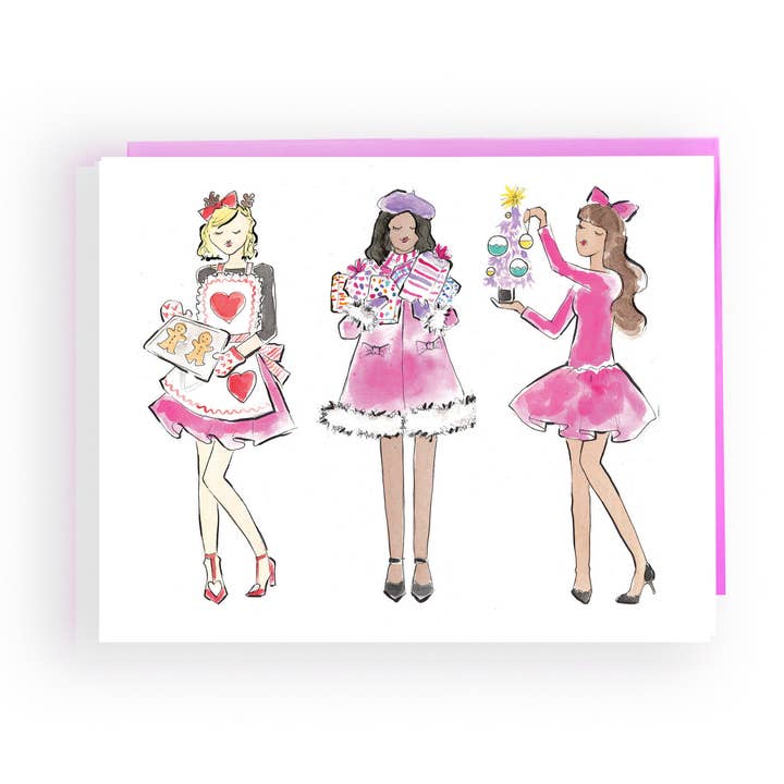 Carte de vœux pour fille de Noël | Illustration de mode pour la vente par Lacee Swan